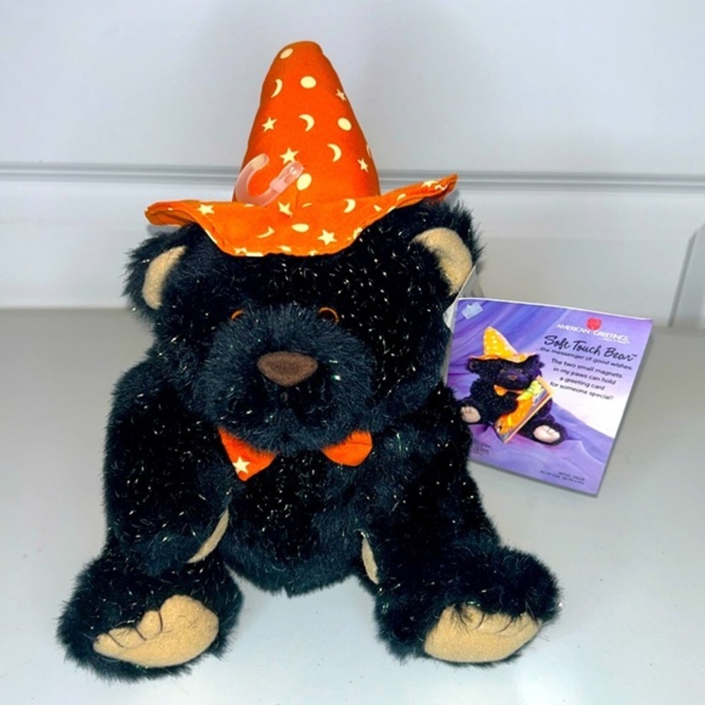 American Greetings Soft Touch Halloween Black Bear with Magnetic 🧲 Paws 🐾